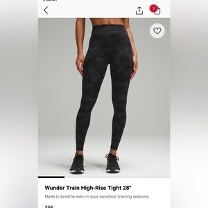 GENTLY USED - LULULEMON WUNDER TRAIN HIGH RISE TIGHT - 28” - SIZE 2